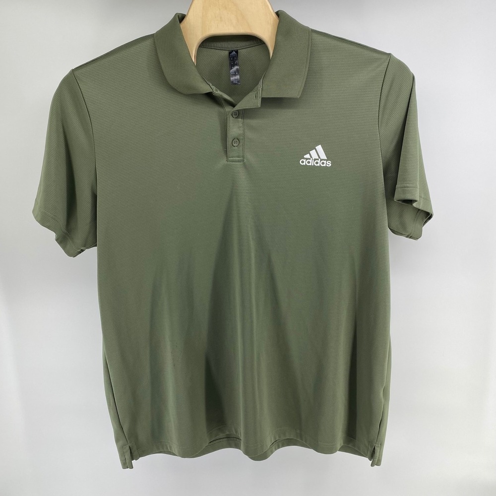 Adidas Primegreen Mens 2XL Olive Green Short Sleeve Performance Golf Polo Shirt